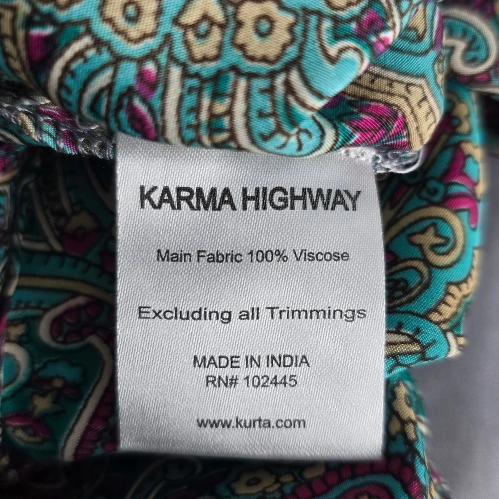 Karma Highway‎ Jumpsuit Woman One Size Paisley Print 100% Viscose Boho Festival - Picture 5 of 11